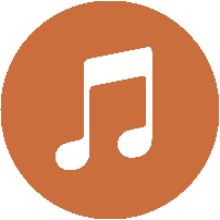 Logo plateforme Apple Music rond et terracota